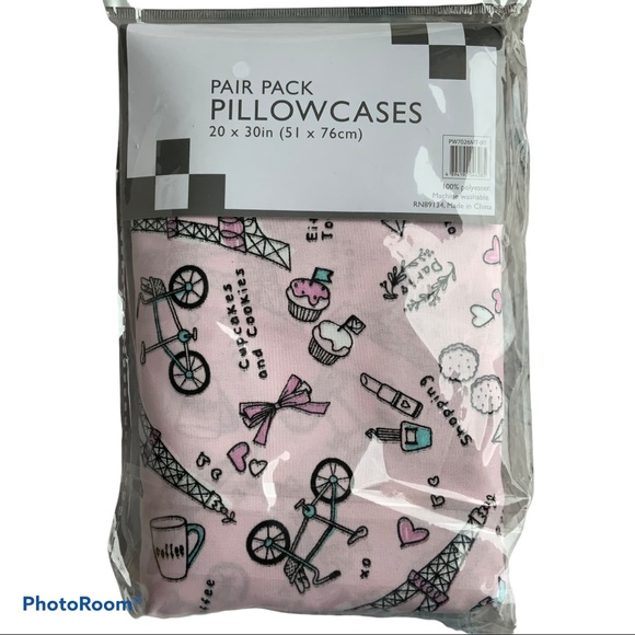 Paris French Eiffel Tower Pair Pillowcase Set Pink - Picture 4 of 4